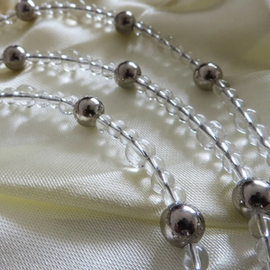 Catena per borsa con perle di metallo argento e perle di cristallo trasparente ricambio