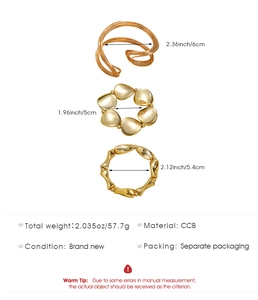 Detailed view of gold tone CCB chunky chain and bracelet set with material specs