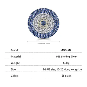 925 Sterling Silver Evil Eye Ring by MODIAN showing specs, weight 4.60g and 22mm diameter