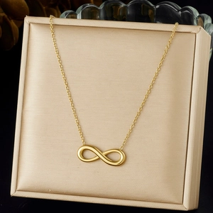Infinity Symbol Pendant Necklace Gold Plated Stainless Steel Minimalist Jewelry For Women Daily Wear