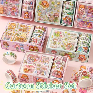 Cartoon Washi Paper Tape And Stickers For Journaling Scrapbooking Decorative Stationery Supplies Kawaii Gift Box