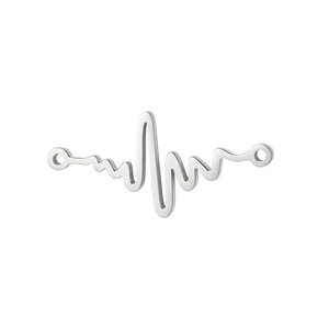 Detailed view of silver heart beat pendant with dual connection loops for jewelry