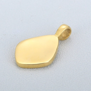 Polished gold rhombus stainless steel pendant with smooth oval finish for DIY jewelry
