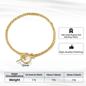 Size chart for s925 silver twist rope chain with length and weight specifications