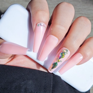 Unghie Finte Lunghe A Bara Rosa Lucido Strass Ballerina Accessori Per Manicure Da Donna