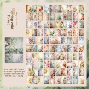 Grid display of 100 vintage floral scrapbook papers with diverse botanical patterns