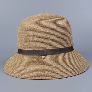 Women Japanese Minimalist Foldable Paper Straw Bucket Sun Hat With Ribbon Bow And Metal Tag Breathable Beach Woven Hat