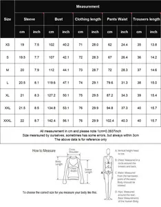 Tableau des tailles détaillé pour ensemble femme avec mesures en cm et pouces