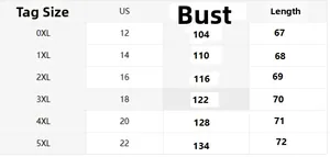 Detailed size chart for V-neck color block striped sweatshirt in US sizes 12 to 22