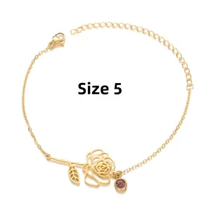 Detailed view of gold rose bracelet No. 5 with purple gemstone and lobster clasp