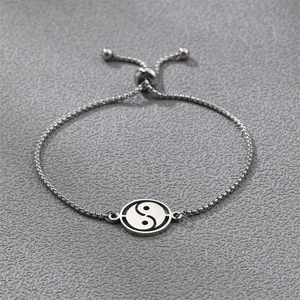 Tai Chi Yin Yang Bracelet Stainless Steel Adjustable Box Chain Minimalist Charm Jewelry For Women