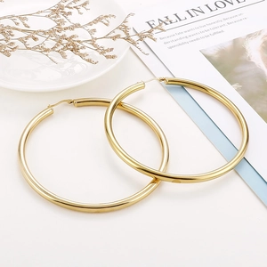 Chic 18K gold plated oversized stainless steel hoop earrings with high polish finish