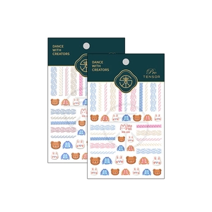 3D embossed nail stickers featuring cartoon bears and rabbit patterns in soft colors