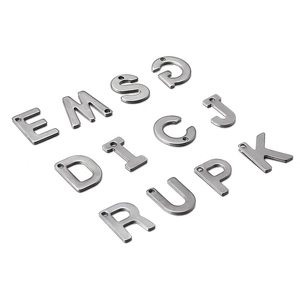 Polished silver stainless steel A-Z alphabet charms for DIY jewelry making