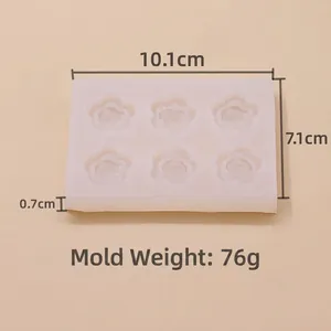 Moule en silicone blanc avec 6 roses pour décoration de gâteaux et pâtisserie DIY
