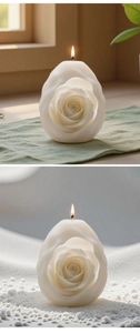Detalle macro del molde de silicona artístico con esfera de rosas 3D para velas