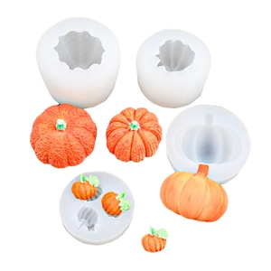 Halloween pumpkin silicone molds set with three sizes for fondant and chocolate crafts