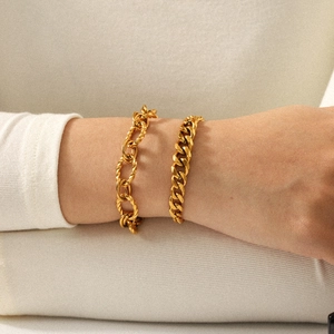 Lussuoso bracciale in acciaio inossidabile placcato oro 18k con maglia cubana e ritorta