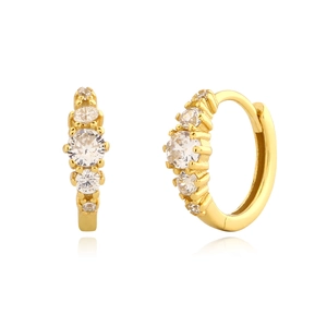 925 Sterling Silver Hoop Earrings Sparkling Zircon Inlaid Huggie Earrings Geometric Elegant Jewelry For Women