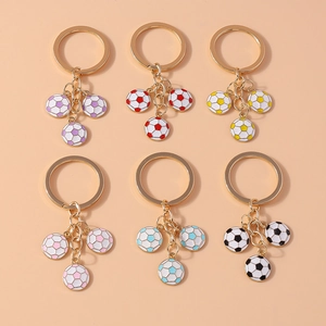 Simulation Soccer Keychain Zinc Alloy Enamel Sport Football Key Ring Backpack Pendant Accessories For Fans Sports Gift