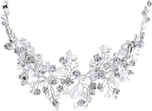 Detailed view of silver bridal hair comb with vine design and sparkling crystals