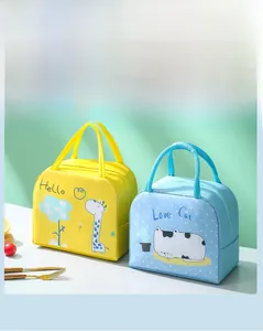 Detail showing high load capacity of cartoon insulated lunch bags holding six water bottles