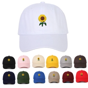 Sunflower Embroidery Cotton Baseball Cap Adjustable Dad Hat Outdoor Sun Protection Curved Brim Casual For Men And Women