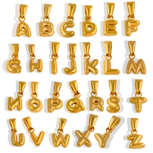 Bubble Letter Pendant Stainless Steel 18K Gold Plated Mini 3D Alphabet Initial Charm DIY Jewelry Finding For Women