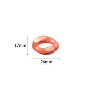 Pearlescent orange pink acrylic chain link for eyewear 17mm x 24mm size detail
