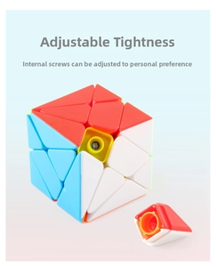 Detail view of the adjustable internal screw mechanism for fine-tuning toy cube tension