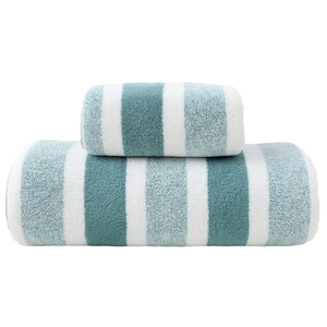 6-piece blue and white striped cotton towel set including bath and face towels