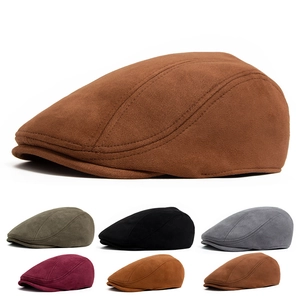 Vintage Suede Flat Cap Newsboy Ivy Hat Retro Warm Adjustable For Men Women Autumn Winter