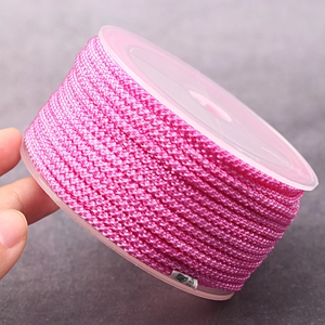 Vibrant pink 2mm braided nylon cord roll for DIY jewelry and pendant necklace making
