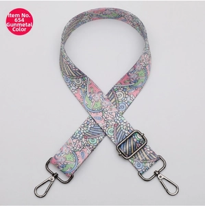 Detail of adjustable paisley strap No. 654 with gunmetal swivel lobster clasps