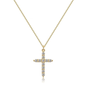 Stainless Steel Cross Pendant Necklace For Women 18K Gold Silver Plated Full Cubic Zirconia Pavé Setting Fashion Jewelry