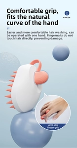 Detail of ergonomic silicone scalp massager brush with anti-slip handle and soft bristles