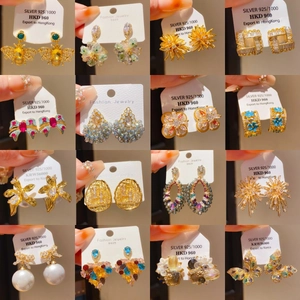 Boucles D Oreilles Élégantes Nœud Fleur Cœur Papillon Imitation Künstliche Perle Avec Tige En Argent Sterling 925 Alliage Plaqué Or Femme