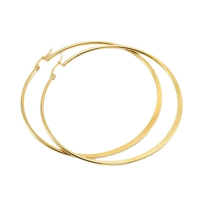 Polished gold titanium steel hoop earrings featuring elegant flat snake chain drop fringe