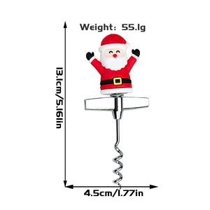 Detailed dimensions of Santa Claus bottle opener with metal body and red soft rubber top
