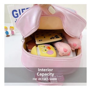 Pink mermaid princess backpack with spacious interior for phone and stationery