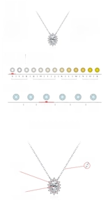 Detail showing 1ct oval moissanite grading chart with D color and VVS1 clarity on S925 silver