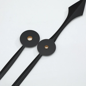 Matte black aluminum clock hands with gold metal center ring for quartz clock assembly