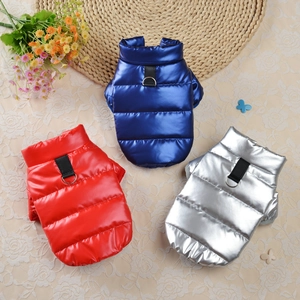 Veste Imperméable Brillante Pour Chien Manteau Rembourré Chaud D'hiver Avec Anneau En D Pour Laisse Fermeture À Bouton