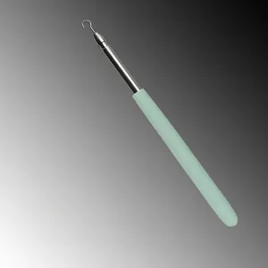 Adjustable stainless steel bracelet helper tool with anti-slip mint green handle