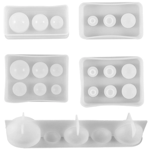 Spherical silicone mold set for DIY resin casting including various hole sizes
