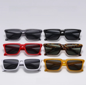 Detailed grid view showing six stylish color variants of square frame sunglasses