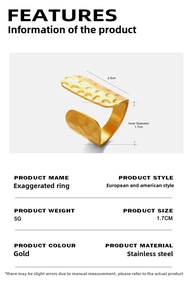 Detailed size chart for 18K gold plated stainless steel ring with hammered texture