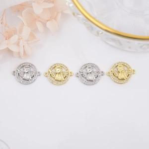 Angel Shape Jewelry Connector Copper Micro Pave Zircon Charms For DIY Necklace Bracelet Making Findings