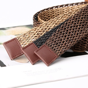 Braided waist belts for women in black and brown colors with leather details