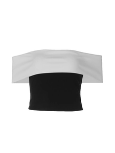 Chic black and white contrast tube top with a minimalist strapless off-shoulder design